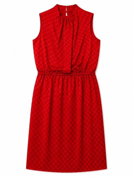 MARTIN GRANT Dresses & Skirts - Martin Grant Paris 100% Silk Red Jacquard Sleeveless Dress | Stand Collar | NWT